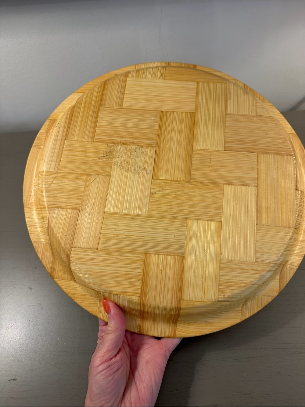 Vintage Florida Map Landmark Bamboo Tray 13" Round Souvenir Serving Platter - Picture 4 of 5